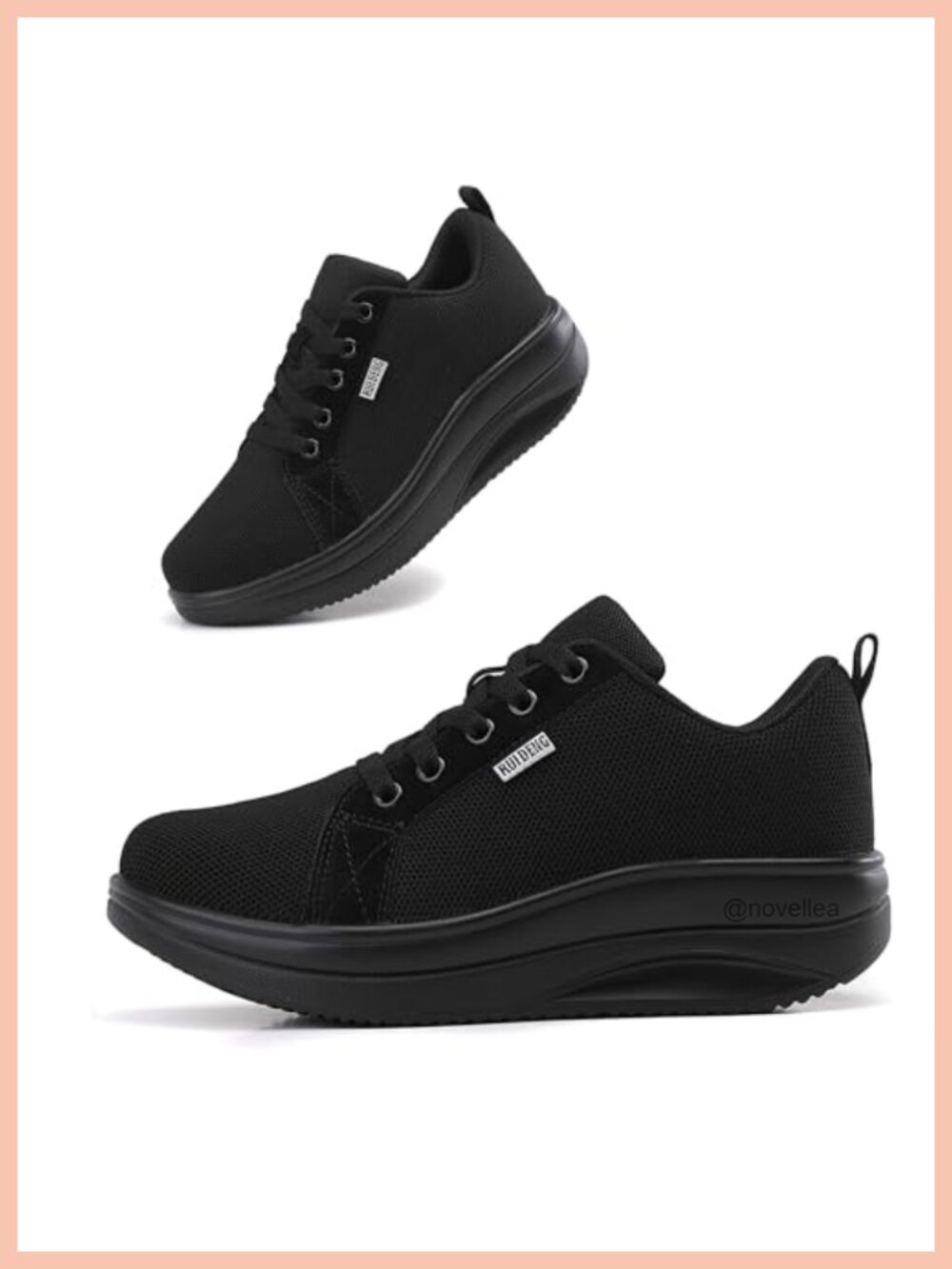 Womens Platform Rocker Bottom Walking Sneakers Comfortable Lightweight Lace-Up